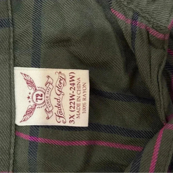 Faded Glory Forest Green Plaid Button-up Shirt - Picture 5 of 5